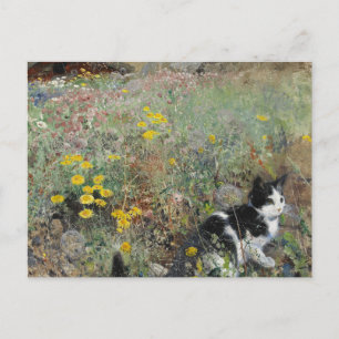 Bruno Liljefors - Cat on Flowerbed Postcard
