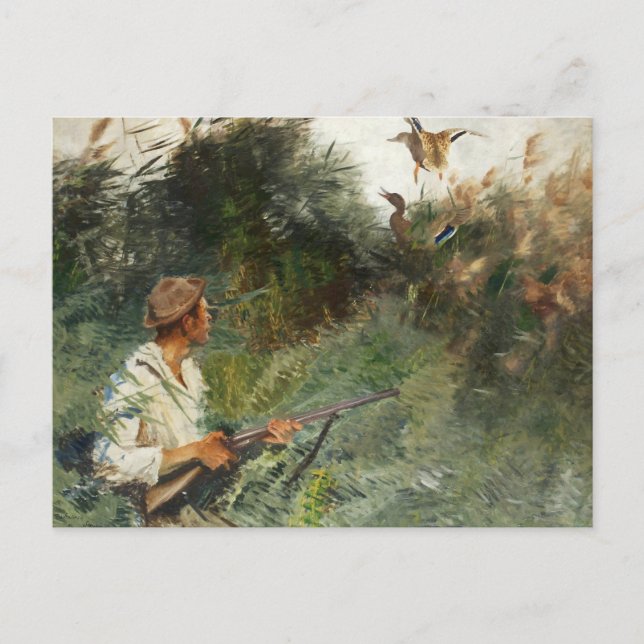 Bruno Liljefors - Hunter and Mallards Postcard (Front)