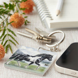 Brunskjottur Black pinto Icelandic Key Ring