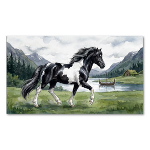 Brunskjottur Black pinto Icelandic Magnetic Business Card