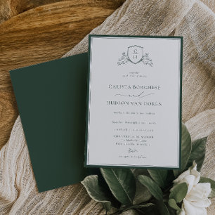 BRUNSWICK Floral Monogram Wedding Crest Invitation
