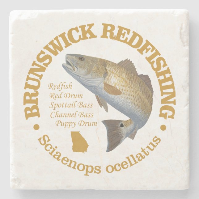 Brunswick GA (redfish) Stone Coaster (Front)