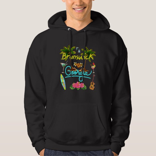 Brunswick Georgia Beach Summer Palm Surf Sun Set P Hoodie (Front)