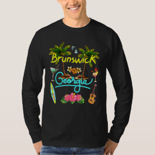 Brunswick Georgia Beach Summer Palm Surf Sun Set P T-Shirt