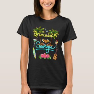Brunswick Georgia Beach Summer Palm Surf Sun Set P T-Shirt