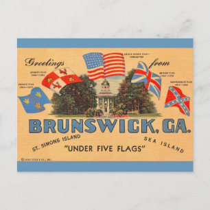 Brunswick Georgia Old Flags Postcard