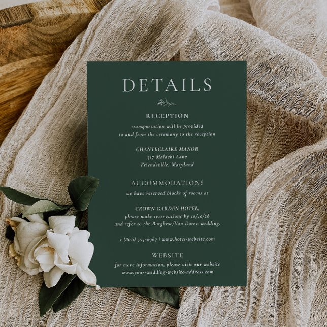 BRUNSWICK Green Wedding Details Card (Creator Uploaded)