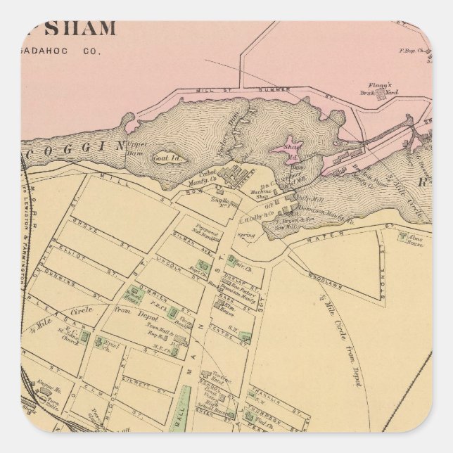 Brunswick, Topsham Square Sticker (Front)