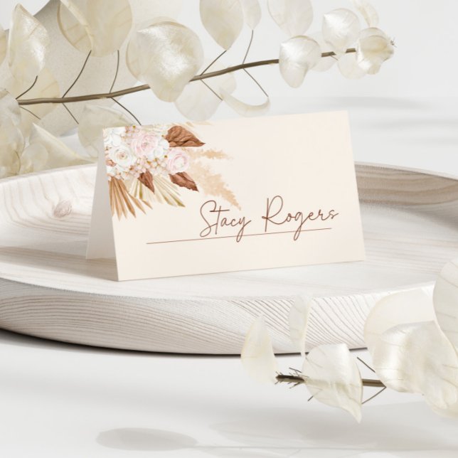 Brunt Umber Pampas Grass Wedding Place Card (Brunt Umber Pampas Grass Wedding Place Card)