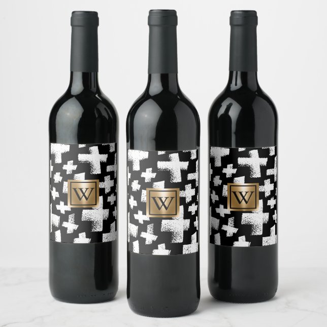 Brush Abstract Pattern Wine Label (Bottles)