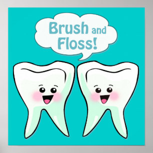 Brush and Floss Dentist Artwork Poster