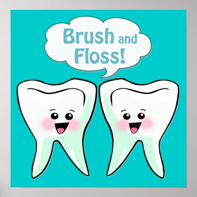 Brush and Floss Dentist Artwork Poster (Front)