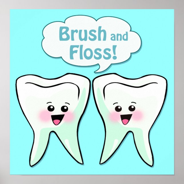 Brush and Floss Dentist Artwork Poster (Front)