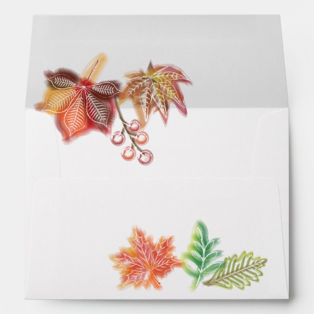 Brush Art of Fall Foliage For Thanksgiving Envelope (Back (Bottom))