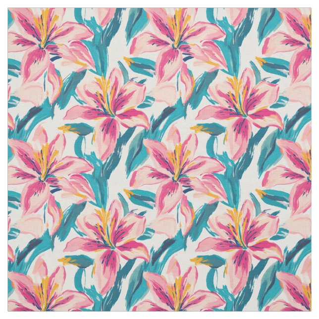 Brush Bloom Lilies Fabric (Swatch)