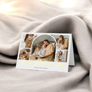 Brush Calligraphy 10 Arch Photo Mothers Day Foil Greeting Card