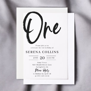 Brush Calligraphy 1st Birthday Vellum Invitations