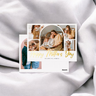 Brush Calligraphy 6 Arch Photo Mothers Day Foil Holiday Postcard