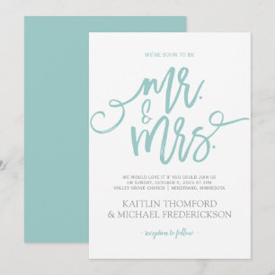 Brush Calligraphy Invitation   Light Turquoise