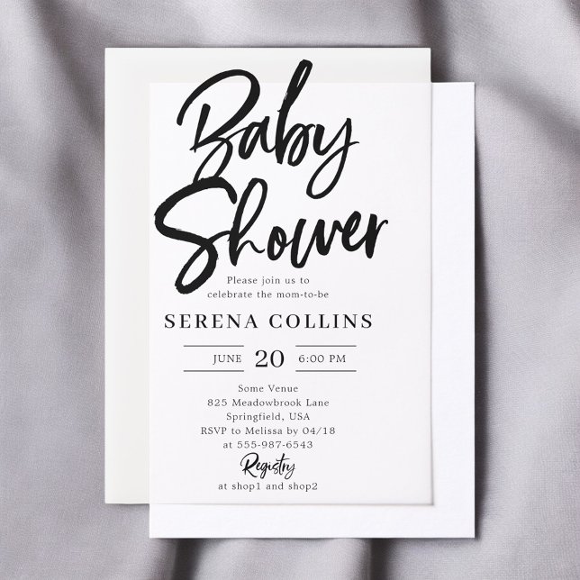 Brush Calligraphy Minimalist Baby Shower Vellum Invitations (Creator Uploaded)