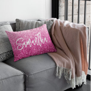 Brush Calligraphy Name Luxury Pink Ombre Decorative Cushion
