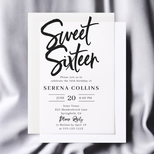 Brush Calligraphy Sweet 16 Vellum Invitations (Creator Uploaded)