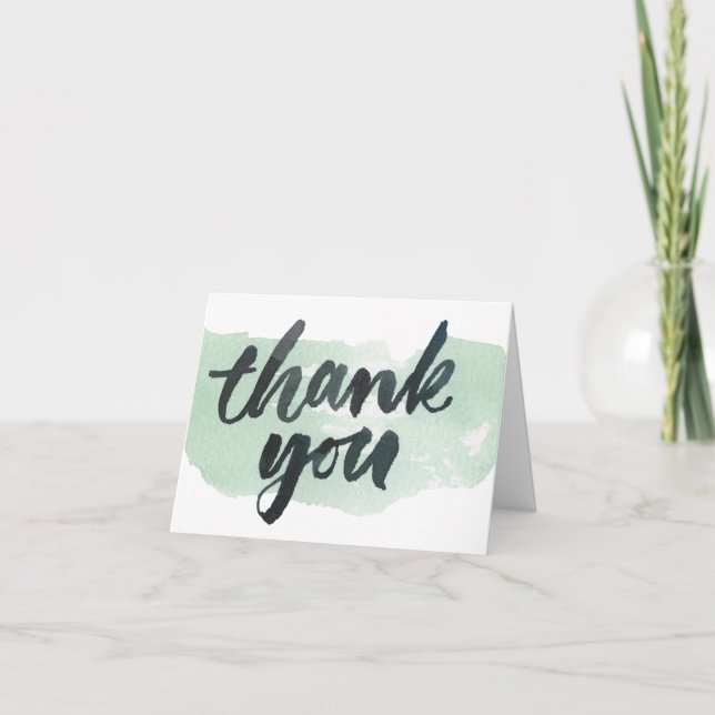 Brush Calligraphy & Watercolor Thank You Card (Front)