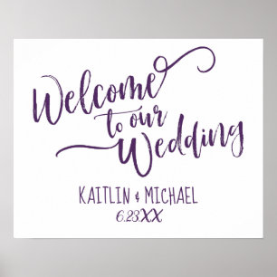 Brush Calligraphy Wedding Welcome Sign Plum