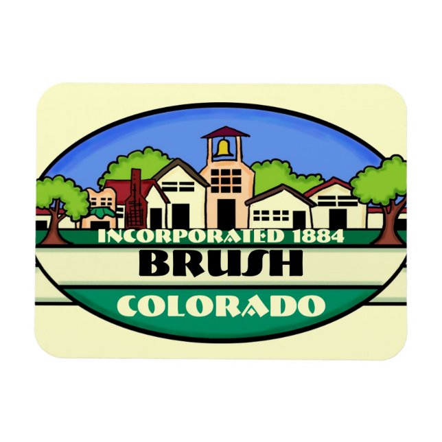 Brush Colorado small town souvenir magnet (Horizontal)