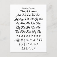 Brush Curve - Zazzle Font Sampler Sheet
