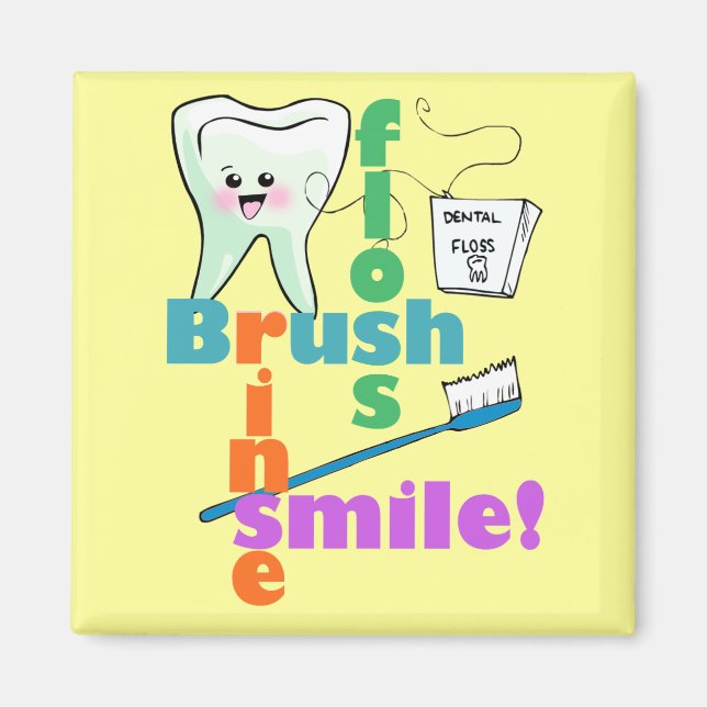 Brush Floss Rinse SMILE Magnet (Front)