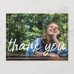 Brush Font Script   Graduation Photo Thank You Postcard