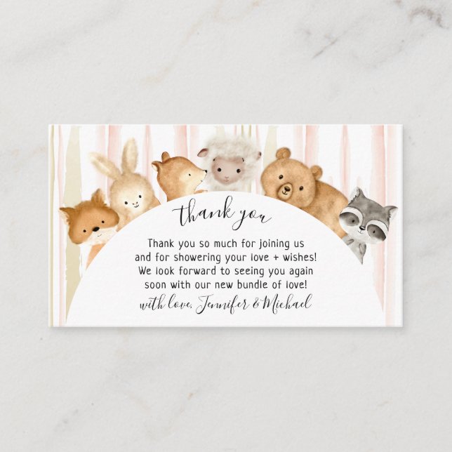 Brush Forest Animals Thank You Enclosure Card (Front)