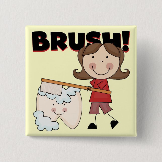 BRUSH - Girl With Tooth Tshirts and Gifts 15 Cm Square Badge (Front)