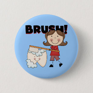 BRUSH - Girl With Tooth Tshirts and Gifts 6 Cm Round Badge