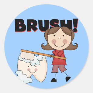 BRUSH - Girl With Tooth Tshirts and Gifts Classic Round Sticker