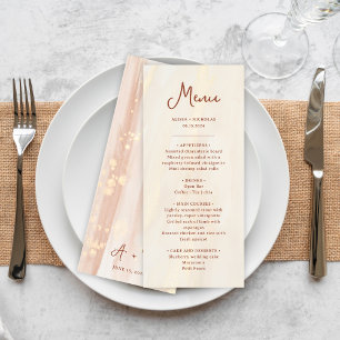 Brush Gold & Terracotta Script Monogram Wedding Menu