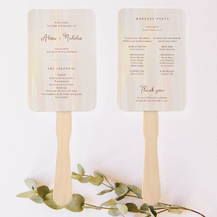 Brush Gold & Terracotta Script Wedding Program Hand Fan