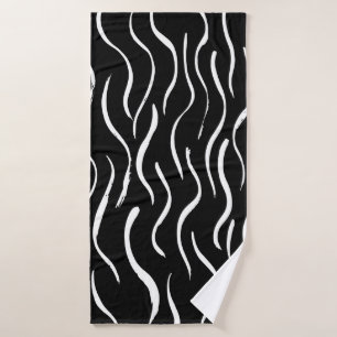 Brush grunge pattern. White and black.abstract,art Bath Towel