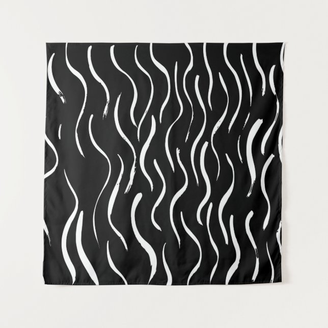 Brush grunge pattern. White and black.abstract,art Tapestry (Front)
