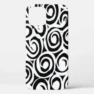 Brush grunge pattern. White and black vintage. abs iPhone 12 Case