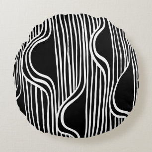Brush grunge pattern. White and black vintage. abs Round Cushion