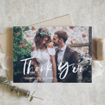 Brush Hand Lettering Wedding Photo Thank You Card<br><div class="desc">Send thanks to family and friends with this customisable photo thank you card. It features brush hand lettering. Personalise by adding your photo and details. This photo thank you card is perfect for weddings,  graduations,  birthdays and other events.</div>