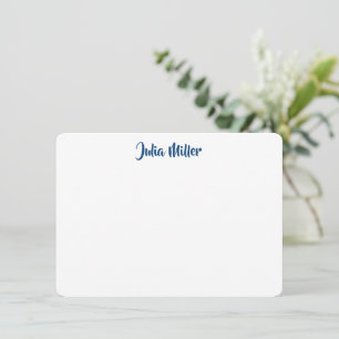 Brush Handwriting Script Personalised Navy Blue Card
