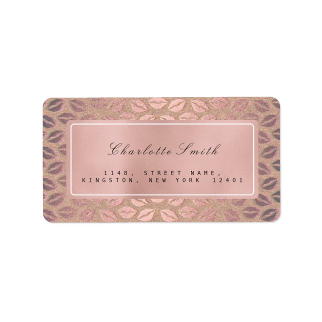 Brush Kiss Pink Rose Gold Return Address Labels (Front)