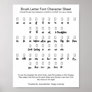 Brush Letter Font Character Sheet Swashes Poster