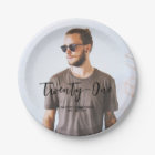 Brush Lettering Custom Photo Birthday Party Paper 