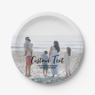 Brush Lettering Custom Photo Party Event Paper Plate