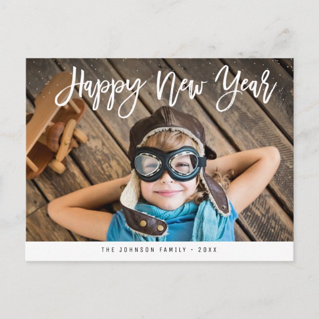 Brush lettering Happy New Year Postcard (Front)