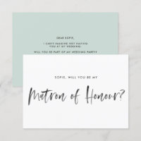 Brush Lettering Mint Be My Matron of Honour